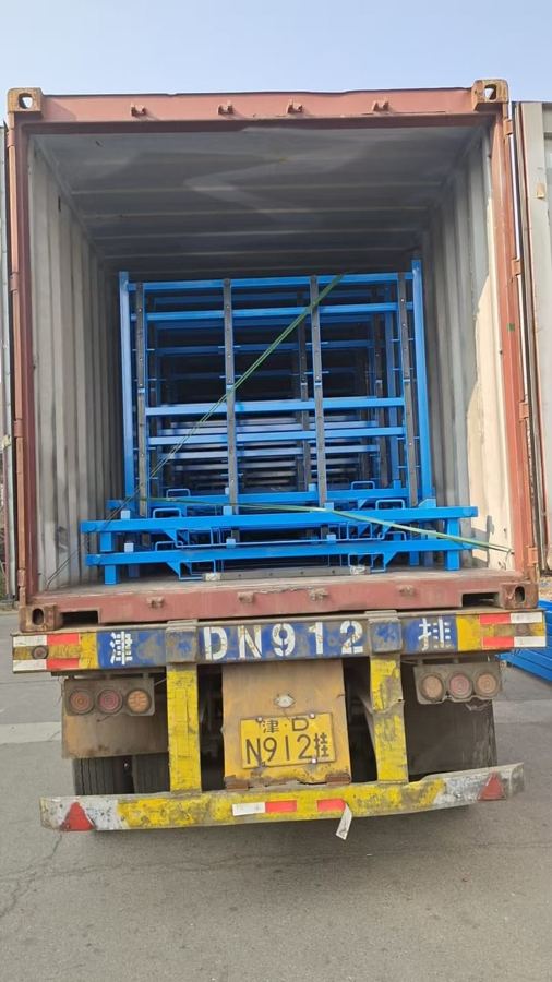Equipment frames loaded for shipment